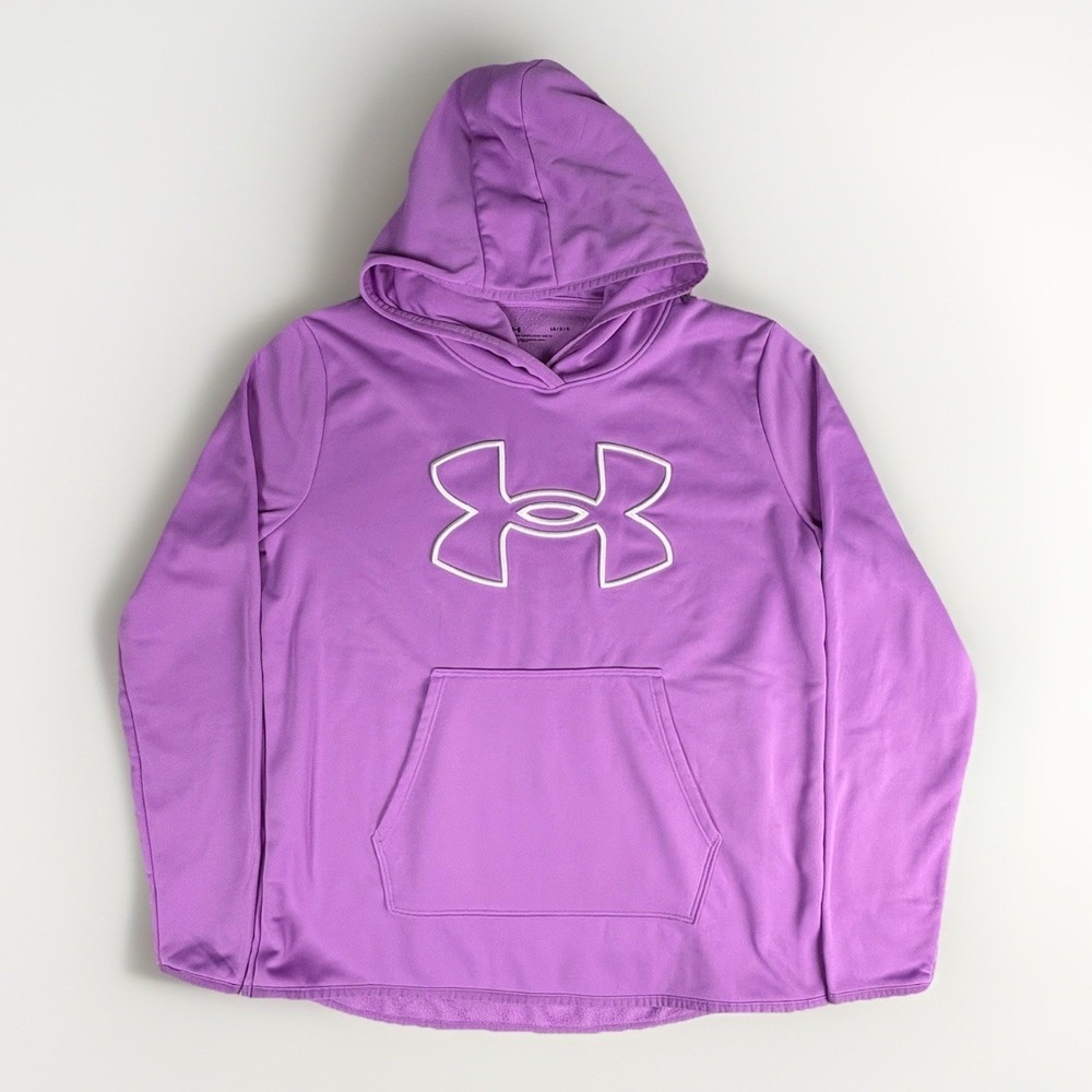 Under Armour Hoodie Loose Fit Coldgear Womens L White embroidery Logo Sweatshirt